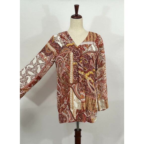 CITRON SANTA MONICA Sz M Medium Cupra Pullover Top Red Orange Print NWT - Picture 8 of 9